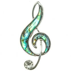 Broche cl&eacute; de sol avec nacre abalone