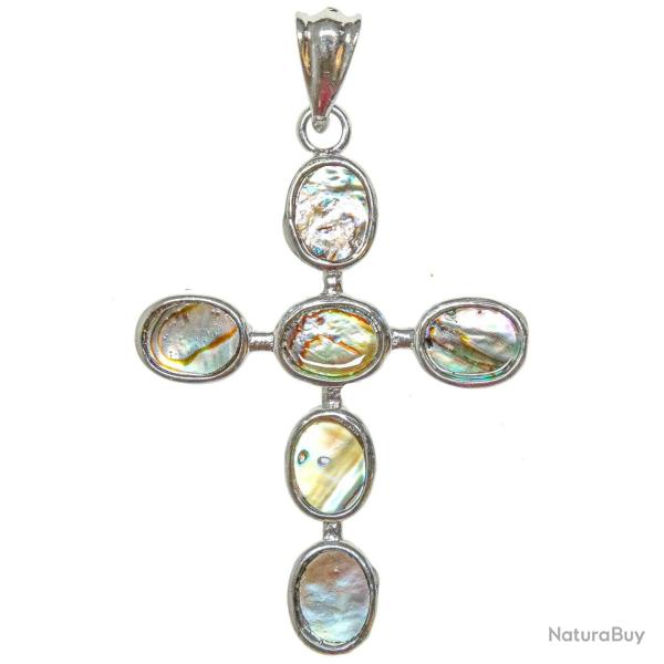 Pendentif croix crucifix avec nacre abalone