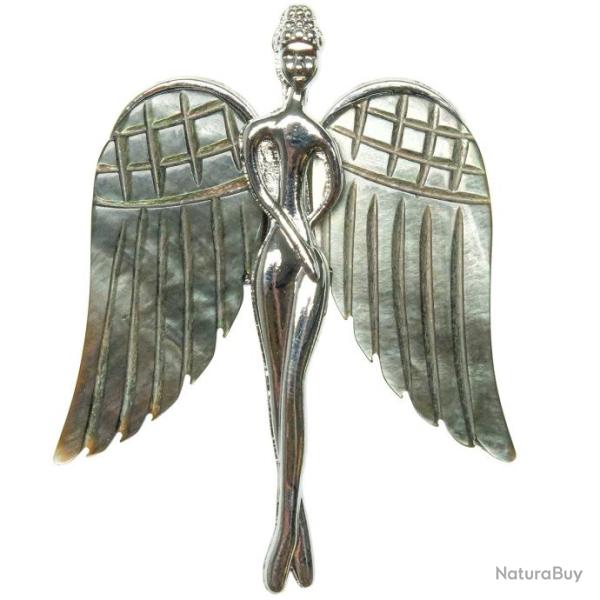Broche ange avec nacre grise