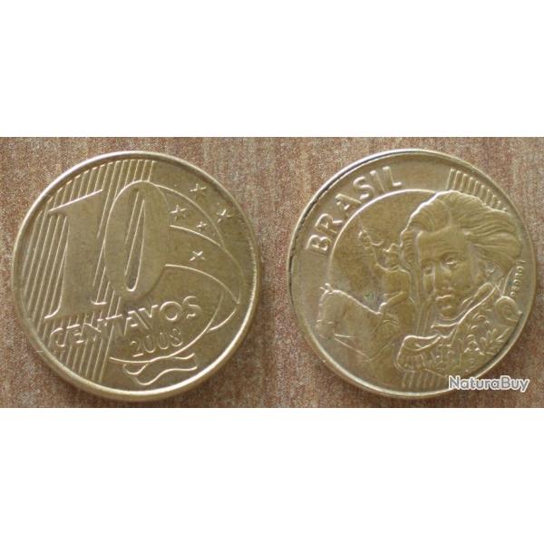 Bresil 10 Centavos 2008 Piece Centavo Reals Cruzeiros  Amerique Sud