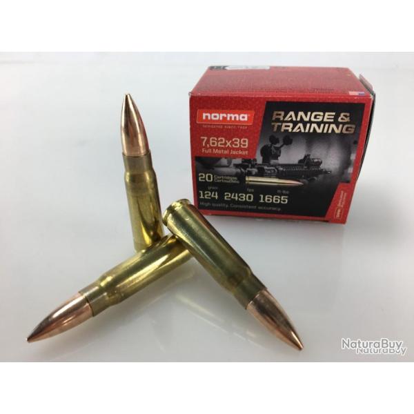 Cartouches NORMA  cal.7.62x39 FMJ. 124gr - lot de 500