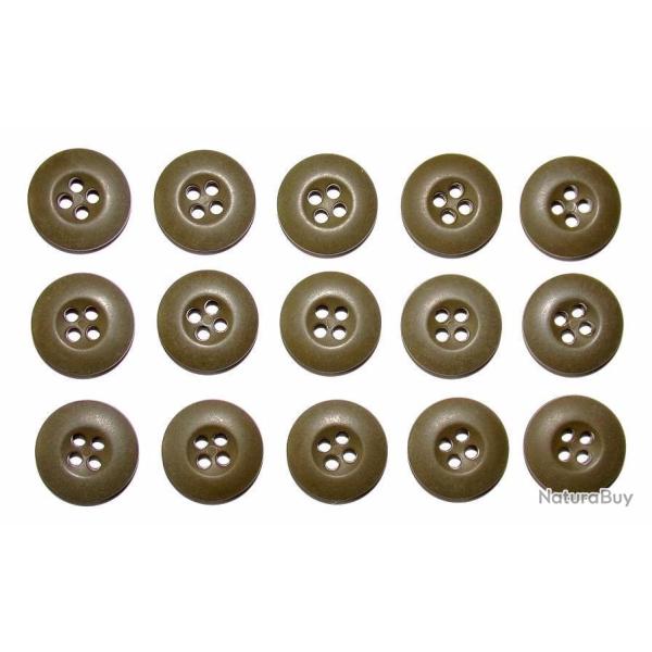 LOT DE 15 BOUTONS BDU US - TREILLIS - (KAKI VERT OLIVE)