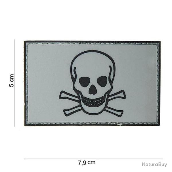 Patch 3D PVC Skull and bones gris avec velcro | 101 Inc