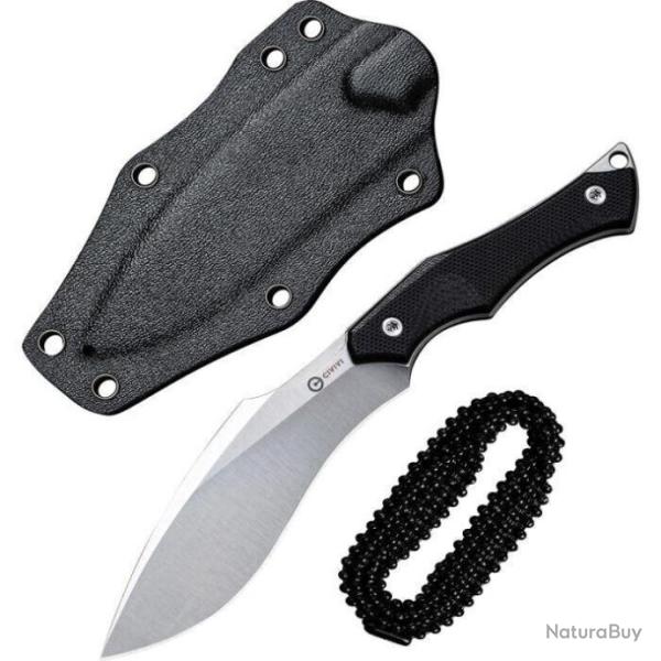 Couteau de Cou CIVIVI Vaquita II Black Lame Kukri Acier Nitro-V Manche G10 Etui Kydex CIVC047C1