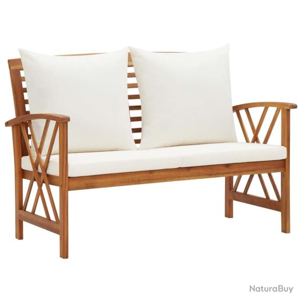 Banc de jardin meuble de patio d'ext�rieur terrasse avec coussins 119 x 67 x 83 cm bois solide d'ac