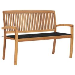 Banc de jardin meuble de patio d'ext&eacute;rieur terrasse empilable et coussin 128,5 x 57,5 x 90 cm bois