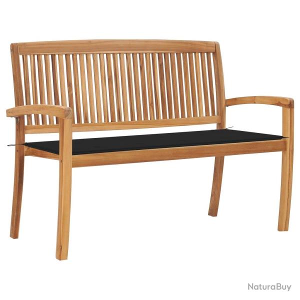 Banc de jardin meuble de patio d'extrieur terrasse empilable et coussin 128,5 x 57,5 x 90 cm bois