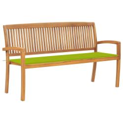 Banc de jardin meuble de patio d'ext&eacute;rieur terrasse empilable et coussin 159 x 57,5 x 90 cm bois de