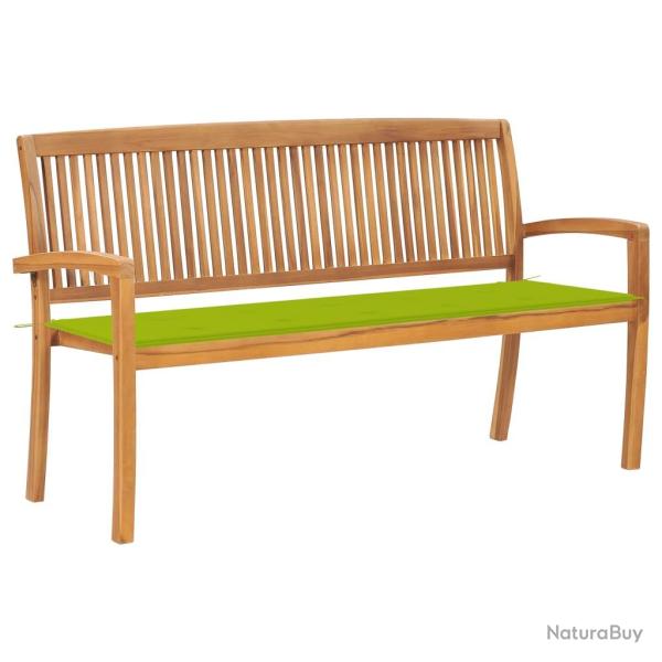 Banc de jardin meuble de patio d'ext�rieur terrasse empilable et coussin 159 x 57,5 x 90 cm bois de