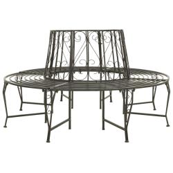 Banc de jardin meuble de patio d'ext&eacute;rieur terrasse circulaire de jardin 160 x 89 cm acier gris arg