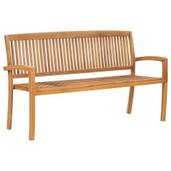 Banc de jardin meuble de patio d'ext&eacute;rieur terrasse 3 places empilable de jardin 159 x 57,5 x 90 cm