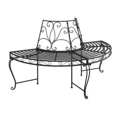 Banc de jardin meuble de patio d'ext&eacute;rieur terrasse demi-circulaire tour d'arbre diam&egrave;tre 160 cm no