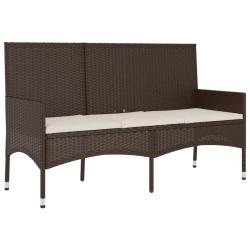 Banc de jardin meuble de patio d'ext&eacute;rieur terrasse &agrave; 3 places avec coussins 140 x 51 x 85 cm marro