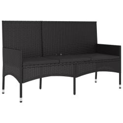 Banc de jardin meuble de patio d'ext&eacute;rieur terrasse &agrave; 3 places avec coussins 140 x 51 x 85 cm noir