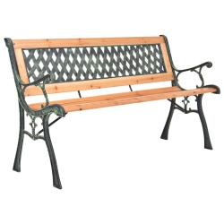 Banc de jardin meuble de patio d'ext&eacute;rieur terrasse 116 x 52,5 x 73 cm fonte et bois massif de sapi