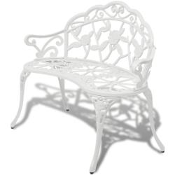Banc de jardin meuble de patio d'ext&eacute;rieur terrasse 100 x 54 x 80 cm aluminium coul&eacute; blanc 02_00111