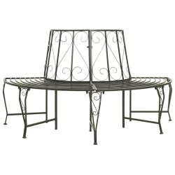 Banc de jardin meuble de patio d'ext&eacute;rieur terrasse d'arbre de jardin demi-rond 160 cm acier gris a