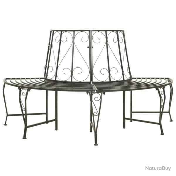 Banc de jardin meuble de patio d'ext�rieur terrasse d'arbre de jardin demi-rond 160 cm acier gris a