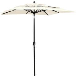 Parasol &agrave; 3 niveaux avec m&acirc;t en aluminium 2 x 2 m sable 02_0008764