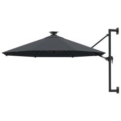 Parasol mural avec m&acirc;t m&eacute;tallique et led 300 cm anthracite 02_0008690
