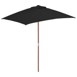 Parasol d'ext&eacute;rieur avec m&acirc;t en bois 150 x 200 cm noir 02_0008257