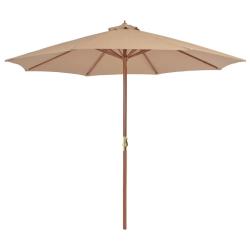 Parasol d'ext&eacute;rieur avec m&acirc;t en bois 300 cm taupe 02_0008249