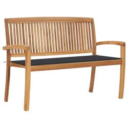 Banc de jardin meuble de patio d'ext&eacute;rieur terrasse empilable et coussin anthracite 128,5 x 57,5 x