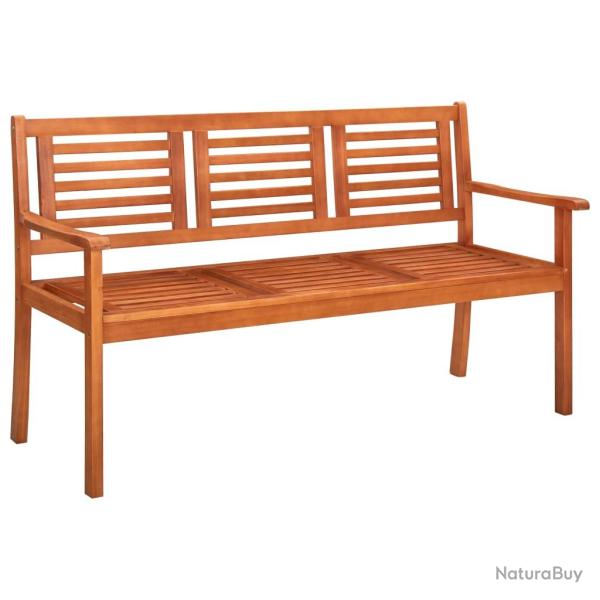 Banc de jardin meuble de patio d'ext�rieur terrasse 3 places 150 x 60 x 89 cm bois d'eucalyptus sol
