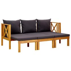 Banc de jardin meuble de patio d'ext&eacute;rieur terrasse 3 places et coussins 179 cm bois d'acacia massi