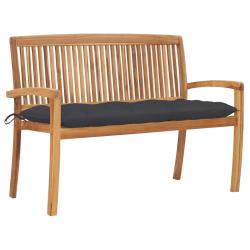 Banc de jardin meuble de patio d'ext&eacute;rieur terrasse empilable et coussin anthracite 128,5 x 57,5 x