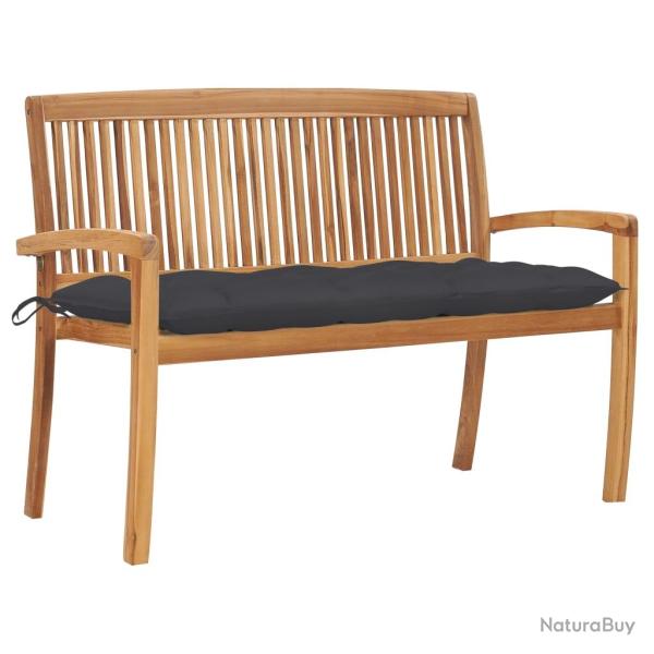 Banc de jardin meuble de patio d'ext�rieur terrasse empilable et coussin anthracite 128,5 x 57,5 x