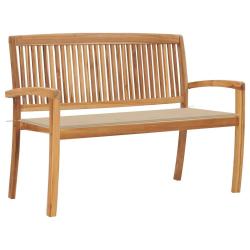 Banc de jardin meuble de patio d'ext&eacute;rieur terrasse empilable et coussin 128,5 x 57,5 x 90 cm bois