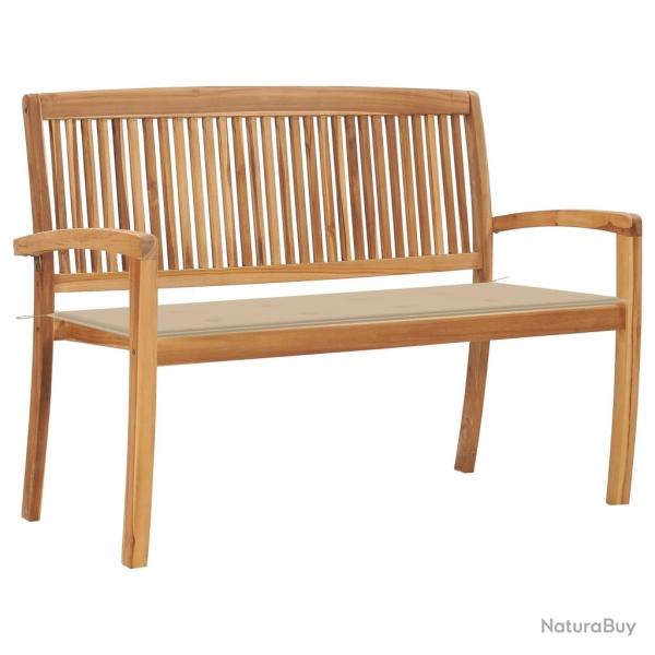 Banc de jardin meuble de patio d'extrieur terrasse empilable et coussin 128,5 x 57,5 x 90 cm bois