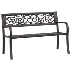 Banc de jardin meuble de patio d'ext&eacute;rieur terrasse 125 x 53 x 77 cm acier noir 02_0011230