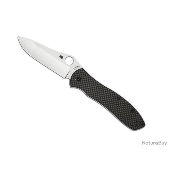 BEL590 COUTEAU SPYDERCO "BRADLEY FOLDER 2" LAME ACIER MANCHE FIBRE DE CARBONE 12CM NEUF