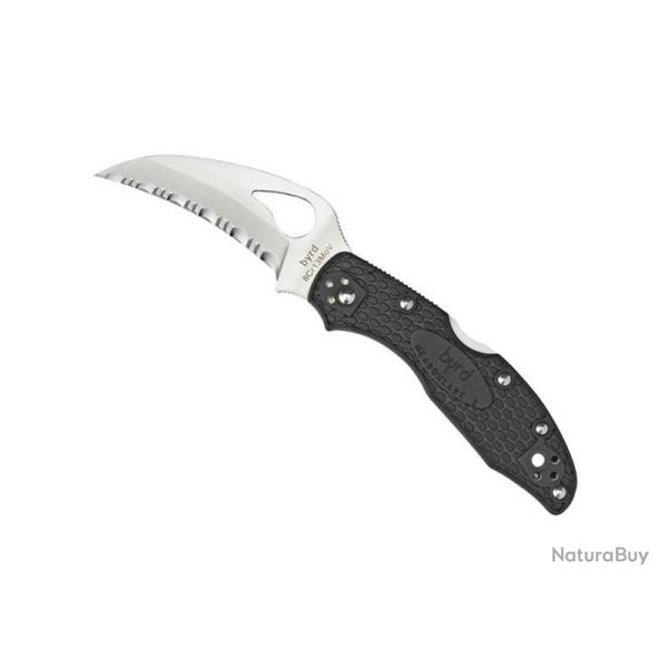 BEL597 COUTEAU BYRD KNIVES "HAWKBILL" LAME A DENTS ACIER MANCHE NOIR NEUF