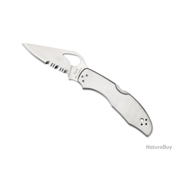 BEL599 COUTEAU BYRD KNIVES "MEADOWLARK 2" LAME SEMI DENTEE ACIER MANCHE 10CM INOX NEUF