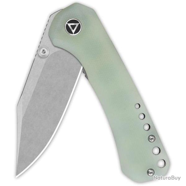 Couteau QSP Kestrel Jade Lame Acier 14C28N SW Clip Point Manche G10 IKBS Linerlock Clip QS145B1