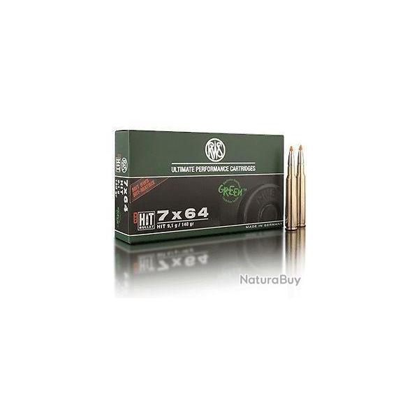 1 BOITE DE 20 BALLES RWS CAL 7X64  HIT GREEN  140GR