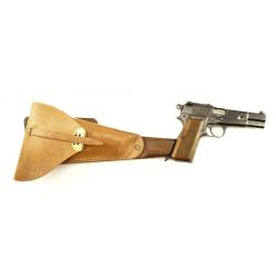 Superbe ensemble Pistolet FN browning GP35 capitan num&eacute;ros 4397 et sont holster crosse calibr