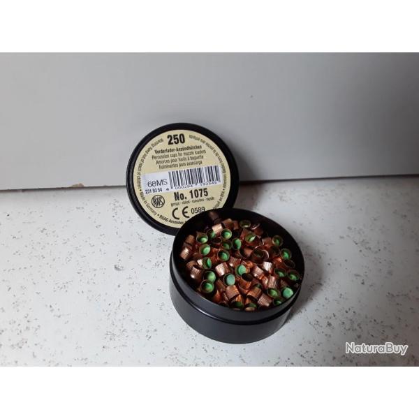 X250 AMORCES RWS POUDRE NOIR CANNELEES de nouveau en stock