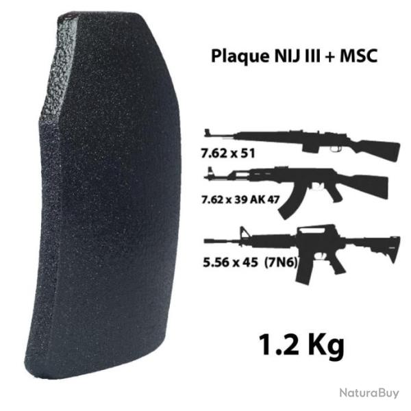 Plaque balistique NIJ III+ MSC Multi curve