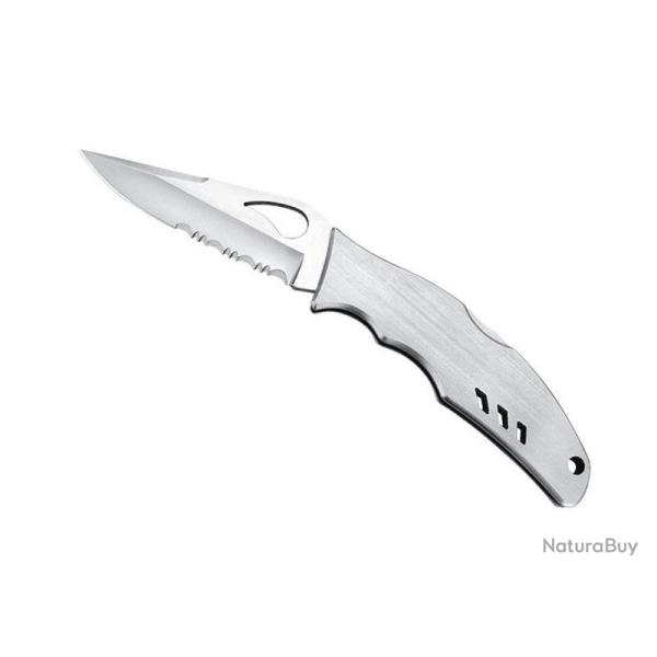 BEL602 COUTEAU BYRD KNIVES "FLIGHT" LAME SEMI DENTEE ACIER MANCHE A TROUS INOX 12CM NEUF