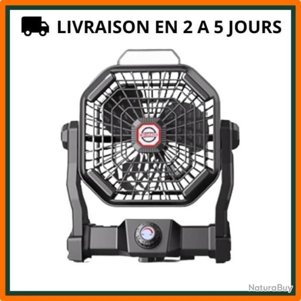 Ventilateur pour camping - Eclairage LED - Batterie lithium 10400mAh - Livraison gratuit et rapide