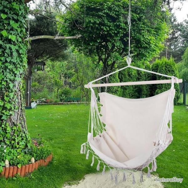Chaise Fauteuil Hamac Suspendu Br�silien Ecru Boh�me Chic