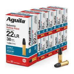 500 CARTOUCHES 22 LR AGUILA SUBSONIC HOLLOW POINT