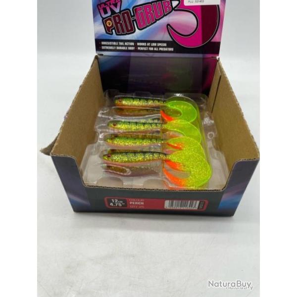 Leurre souple Fox Rage zander pro grub 12 cm jaune paillette