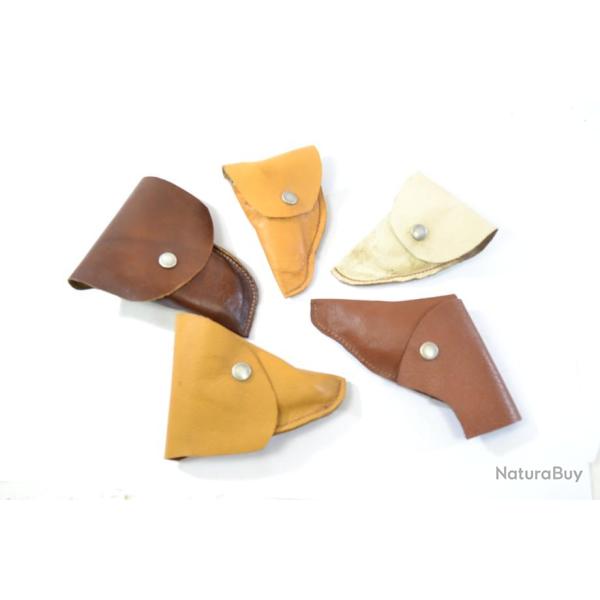 Lot reproduction tui en cuir petit pistolet ou revolver a broche 6mm velodog