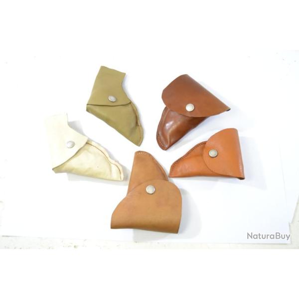 Lot reproduction tui en cuir petit pistolet ou revolver a broche 6mm velodog collection