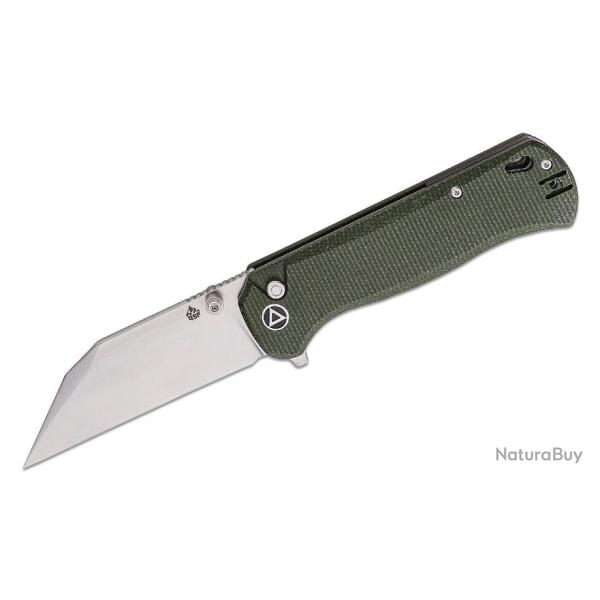 Couteau QSP Swordfish Green Lame Wharncliffe Acier 14C28N Manche Micarta IKBS Button Lock QS149B1